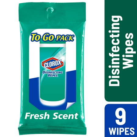 Clorox Disinfecting Wipes On The Go, Bleach Free Travel Wipes - Fresh Scent, 9 ct
