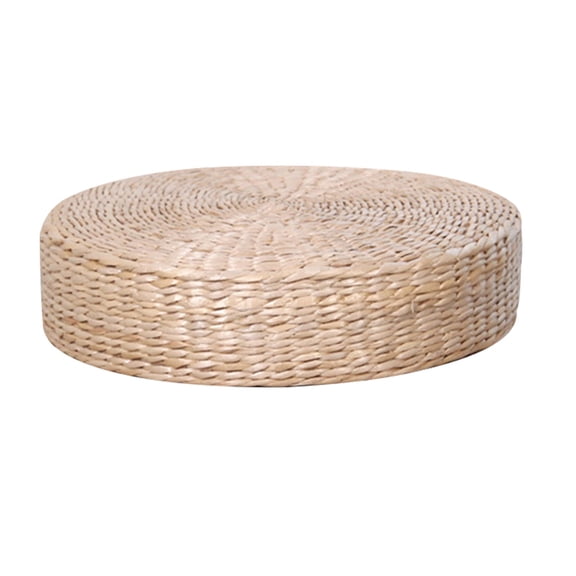 UKCOCO Floor Pillows for Sitting Round Tatami Cushion Khaki Straw Worship 1Pcs for Garden Furniture