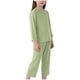 thumbnail image 1 of Top de Manga Larga Y Pantalones de Cintura Elásticos para Niños Color Sólido Cuello Redondo Home Wear, Mezcla de Algodón Suave Casual, 1 of 8