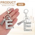 thumbnail image 2 of Llave de letra inicial Uxcell con borlas y perlas, llavero de letra E brillante con strass y anillo para llaves, bolso, carteras, llaves de coche, taza, plata, 2 of 7