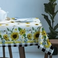 thumbnail image 2 of Summer Sunflower Tablecloth Rectangle/Oval Black and White Buffalo Plaid Rustic Table Cloth Outdoor Waterproof Tablecloths for Party Picnic Polyester Table Cover for Dining/Kitchen Decoration 60x120in, 2 of 6