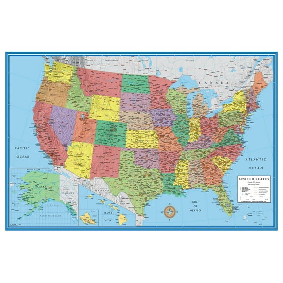 24x36 United States, USA Classic Elite Wall Map Mural Poster