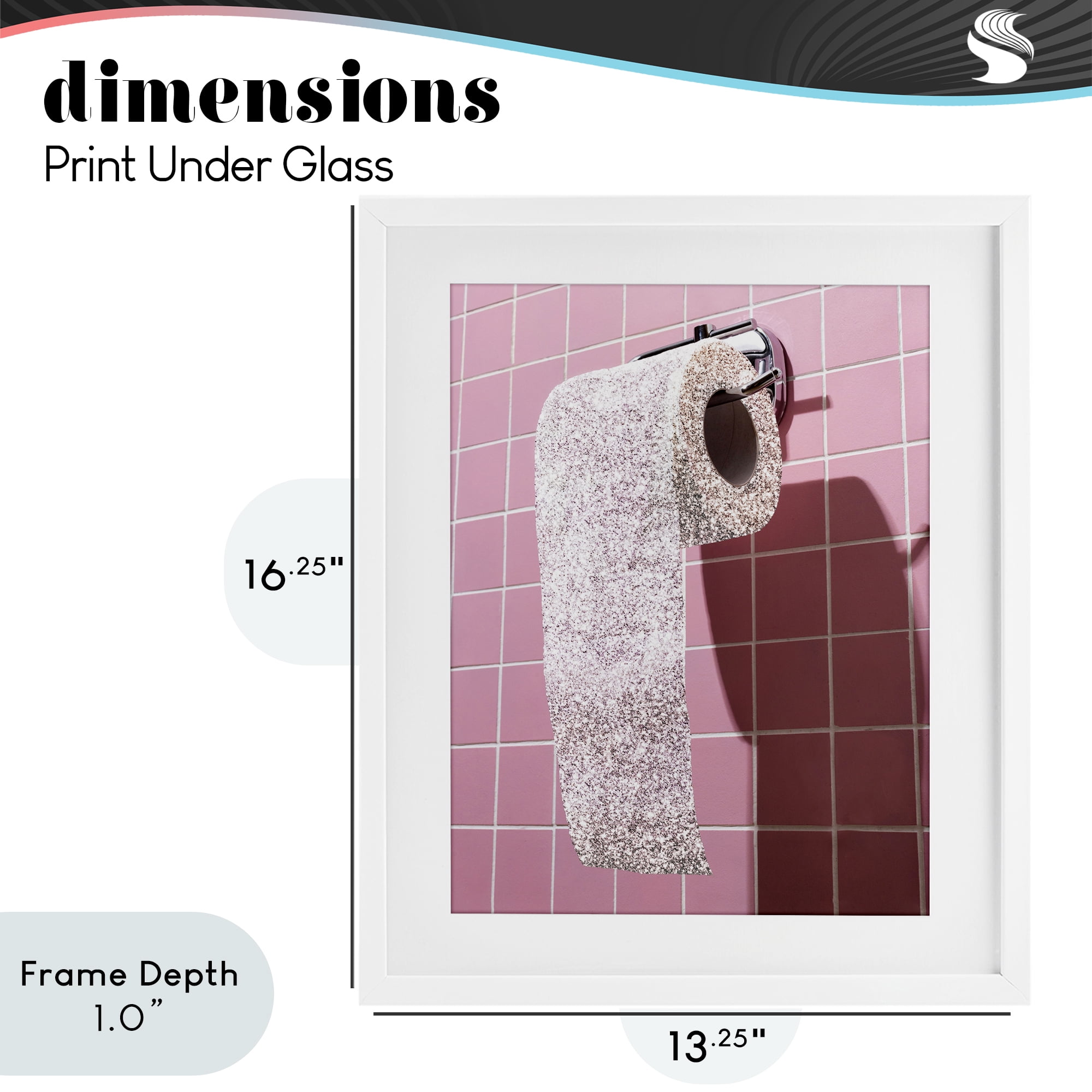 Stupell Industries Glitter Pink Toilet Paper White Framed Print Under Glass, design by CAD Designs
