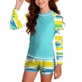thumbnail image 2 of Traje de baño de 2 piezas para mujer, trajes de baño para mujer, traje de baño de playa con estampado lindo y manga larga para niñas, bañador tipo short para niñas, 2 of 9