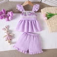 thumbnail image 2 of KPOPLK Toddler Girl Summer Clothes 2 Piece Tank Top and Short Set 6 9 12 18 24 Months Girls Outfits with Pockets(3-4 Years,Purple), 2 of 8