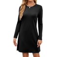 thumbnail image 3 of Dresses for Women Casual Long Sleeve Cozy Tshirt Dress Fashion Fall Outfits Black XL, 3 of 8