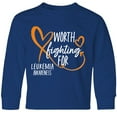 thumbnail image 3 of Inktastic Worth Fighting For Leukemia Awareness Orange Heart Long Sleeve Youth T-Shirt, 3 of 5