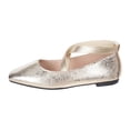 thumbnail image 7 of Women's Square Toe Ballet Flat Shoes Crooss Strap Soft Leather Dance Shoes Slip on Comfortable Dress Shoes Gold Size 9, 7 of 7
