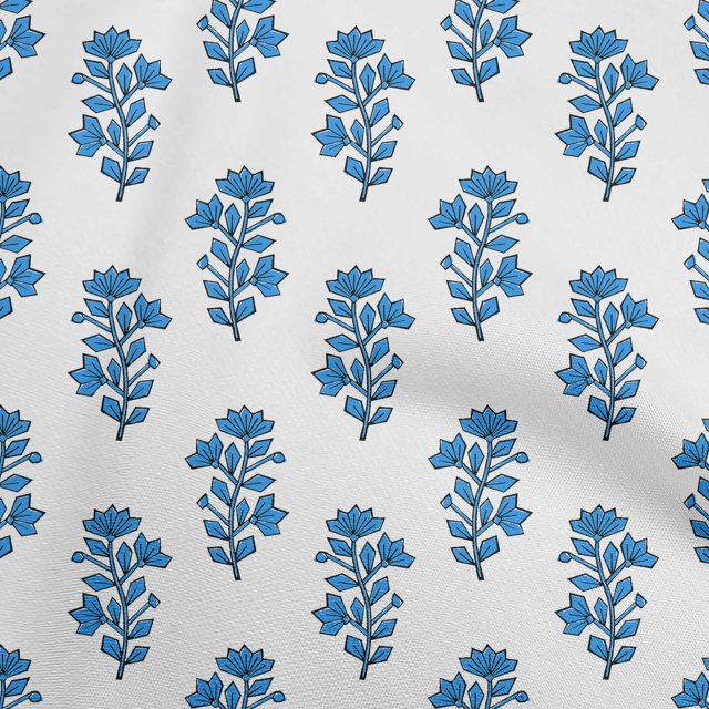 oneOone Polyester Spandex Medium Blue Fabric Block Sewing Material Print Fabric By The Yard 56 Inch Wide-M5