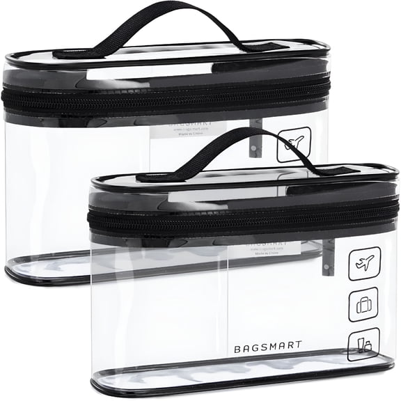 GASTROPOD 2026 New Tsa Approved Toiletry Bag, 2 Pack Clear Makeup Cosmetic Bag Organizer, Quart Size Travel Bag for Toiletries, Carry-On Travel Accessories Essentials, Black-2Pcs