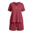 thumbnail image 4 of CAZOFW Pajama Sets for Women,Plus Size Short Sleeve Top,Pockets Drawstring Shorts Pant,Loungewear Pjs Sizes XL-5X, 4 of 6
