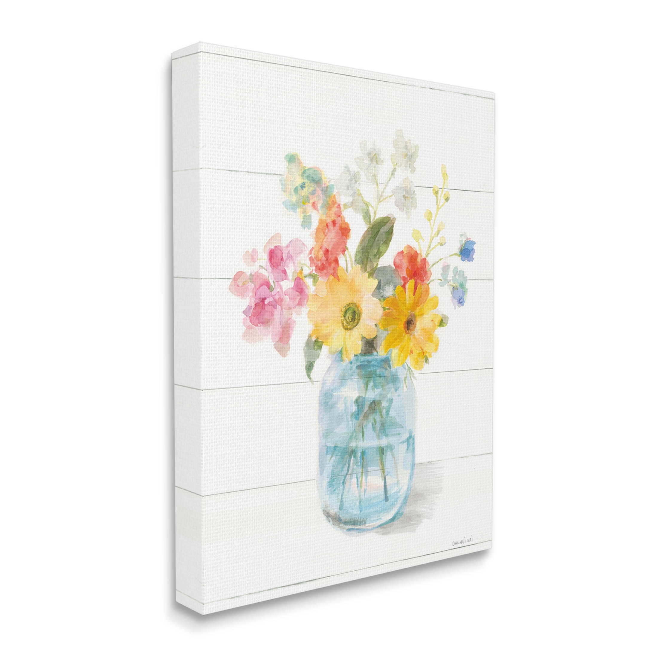 Stupell Industries Bright Country Florals Bouquet Graphic Art Gallery Wrapped Canvas Print Wall Art, Design by Danhui Nai