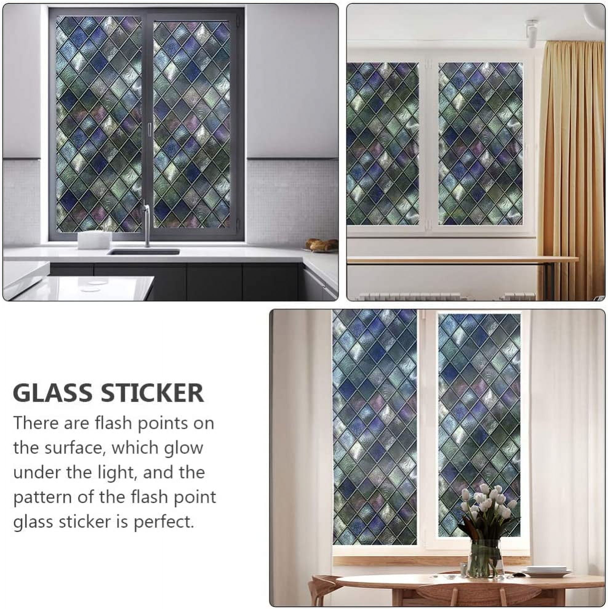 2Pcs Window Privacy Film, No Glue Removable Heat Control Anti UV (90cm*58cm), Stained Static Cling Decorative Window Film for Glass Door, Home, Office, Kitchen (Color 2)