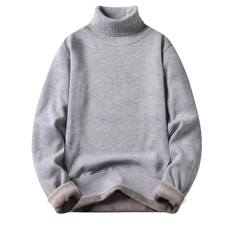 TMOYZQ Men's Fleece Lined Sweater Lightweigh Long Sleeve