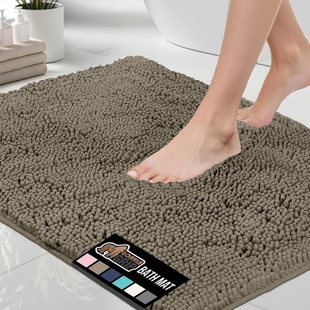 Alfombra de baño GORILLA GRIP Chenille Latte, 76 x 51 cm, absorbente