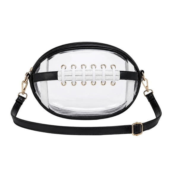Clear Football Bag for Stadium Events, Crossbody Purse with Shoulder Strap, Game Day Bag for Concerts Sports Games,Black