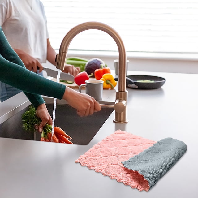 Paños de cocina, paños de cocina superabsorbentes, toallitas de limpieza de vellón coral, lavables a máquina.