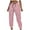 Pink, variant on RYRJJ Women's Cargo Pants Casual Outdoor Solid Color Elastic High Waisted Work Trouser Drawstring Baggy Jogger Workout Pants with Pockets Silver M