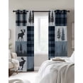 thumbnail image 3 of Navy Blue Plaid Blackout Curtains 54 Inches Long for Bedroom, Farmhouse Animals Tree Vintage Thermal Insulated Room Darkening Black Out Window Curtain Panels Grommet Drapes for Living Room, 3 of 8