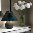 thumbnail image 6 of Brightech Serena 10" Ceramic LED Table Lamp - Retro Asian-Inspired Globe Base with Pleated Shade - Compact, Energy-Efficient Light for Rustic, Boho, and Eclectic Decor, 6 of 6