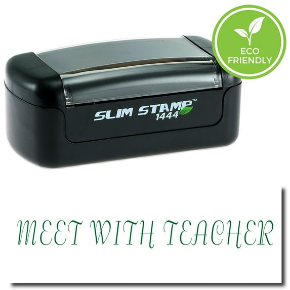 Slim Pre-Inked Meet With Teacher Stamp with Black Ink