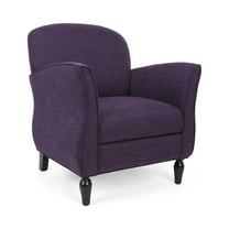 GDF Studio Nolie Contemporary Fabric Armchair, Purple Tweed and Dark Brown