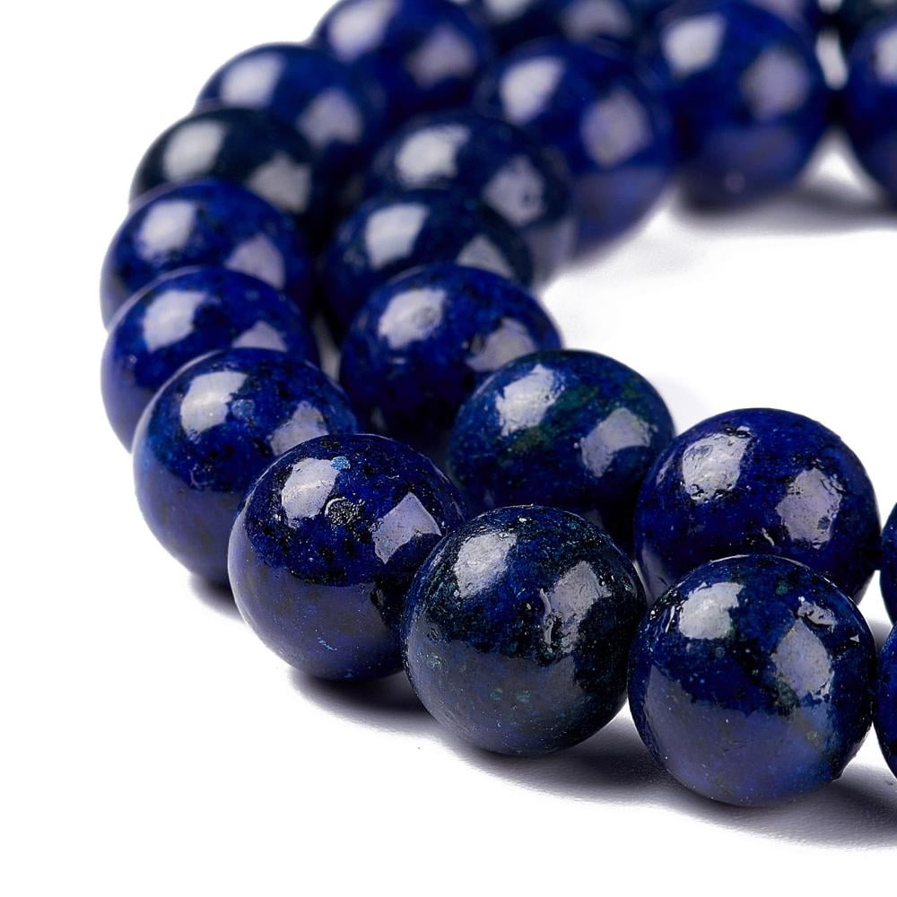 Natural Lazuli Round Beads Strands Dyed 8mm Hole: 1mm 46pcs/strand 15 inch