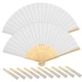 thumbnail image 5 of HAMPPLIES 12Pcs Bamboo Folding Handheld Fans White Paper Artists 14.6X8.3in, 5 of 8