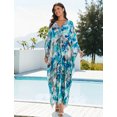 thumbnail image 4 of Plus Size Kaftans for Women Printed Maxi Beach Dress Woven V-neck Caftan Tunic Summer Resort Wear Loose House Dress Oversized Muumuu Dresses Middle Eastern Abaya, 4 of 12