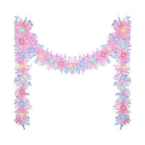 Christmas Tinsel Garland - Xmas Garland with LED Lights, Christmas Tree Ornaments, Christmas Decorations for Party Weddings