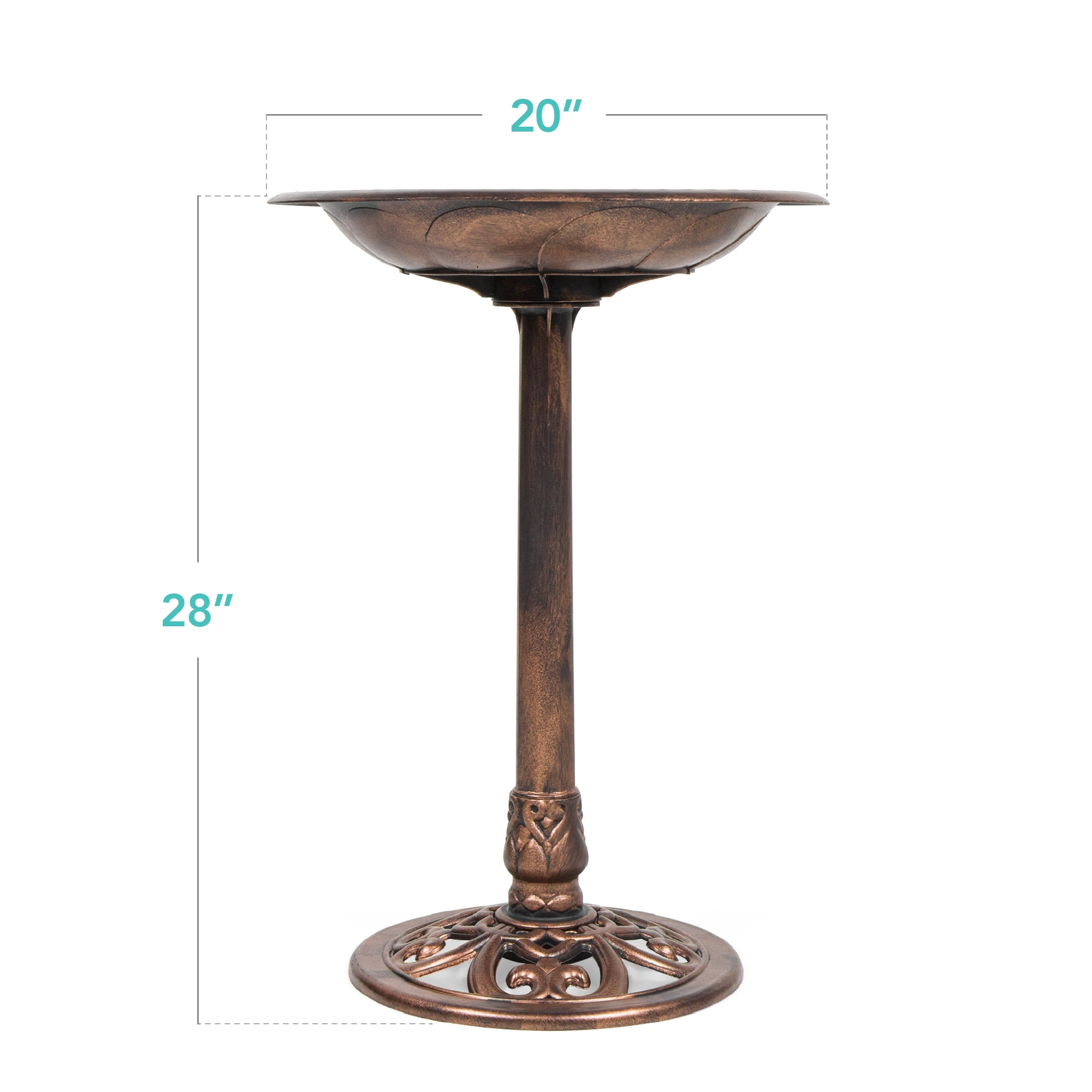 Best Choice Products Outdoor Rustic Pedestal Bird Bath Accent for Garden, Yard w/ Fleur-de-Lis Accents - Copper