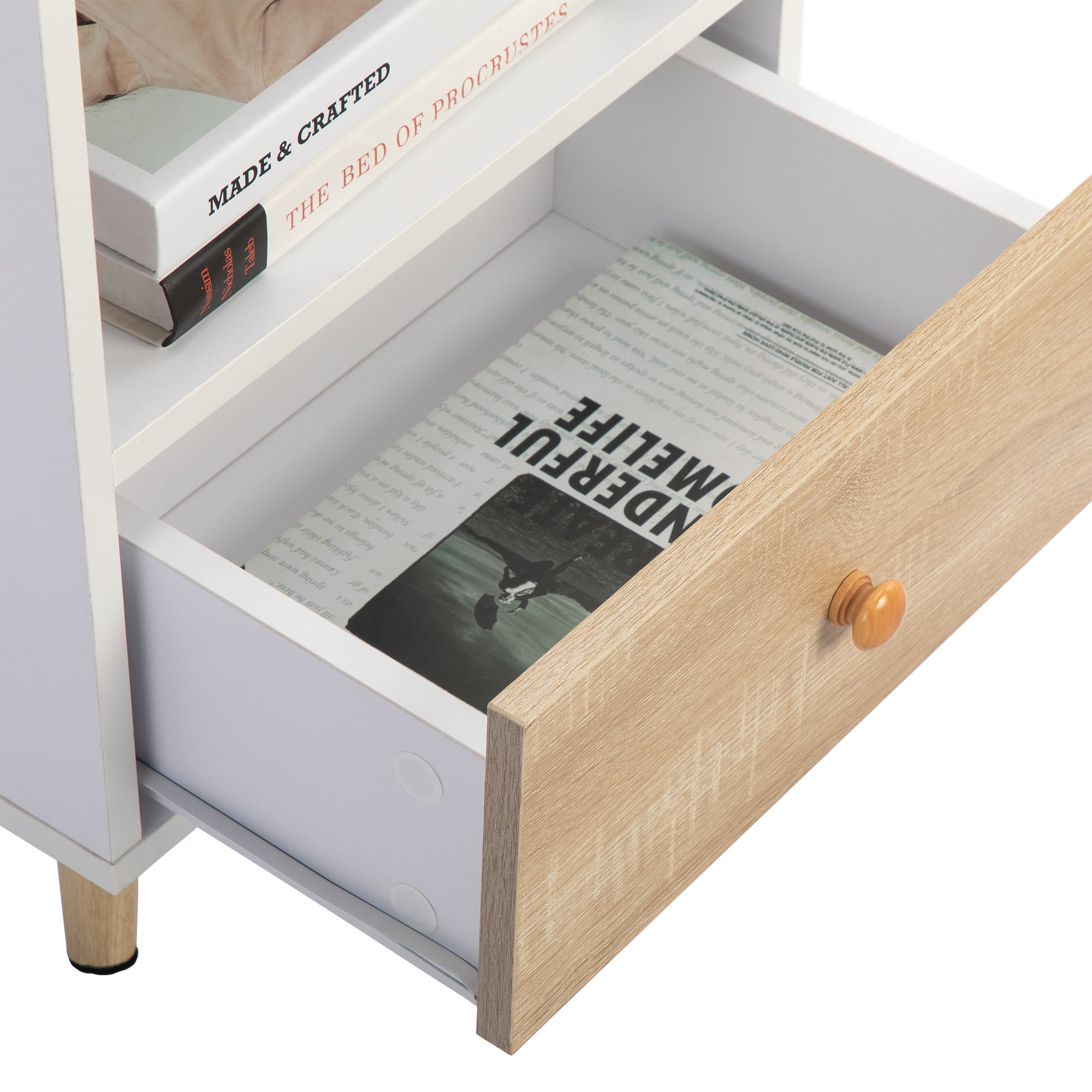Kadyn Night Stand Set of 2 for Bedroom, Modern Bedside Table with a Drawer for Nursery, Solid Wood Sofa Side End Table for Bedroom with Legs, White Kadyn Night Stand Set of 2 for Bedroom, Modern Bedside Table with a Drawer for Nursery, Solid Wood Sofa Side End Table for Bedroom with Legs, White