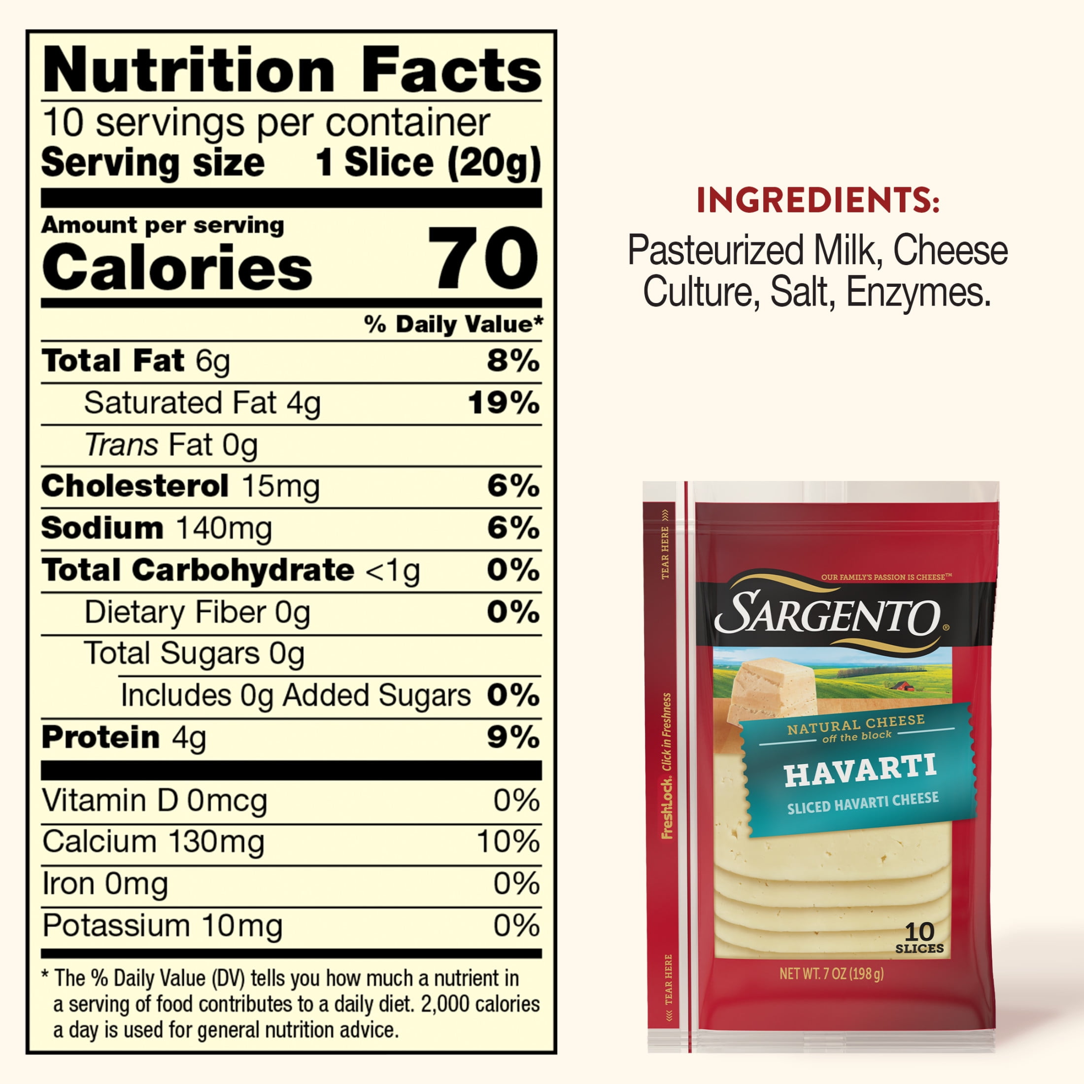 Sargento® Havarti Sliced Cheese, 10 slices