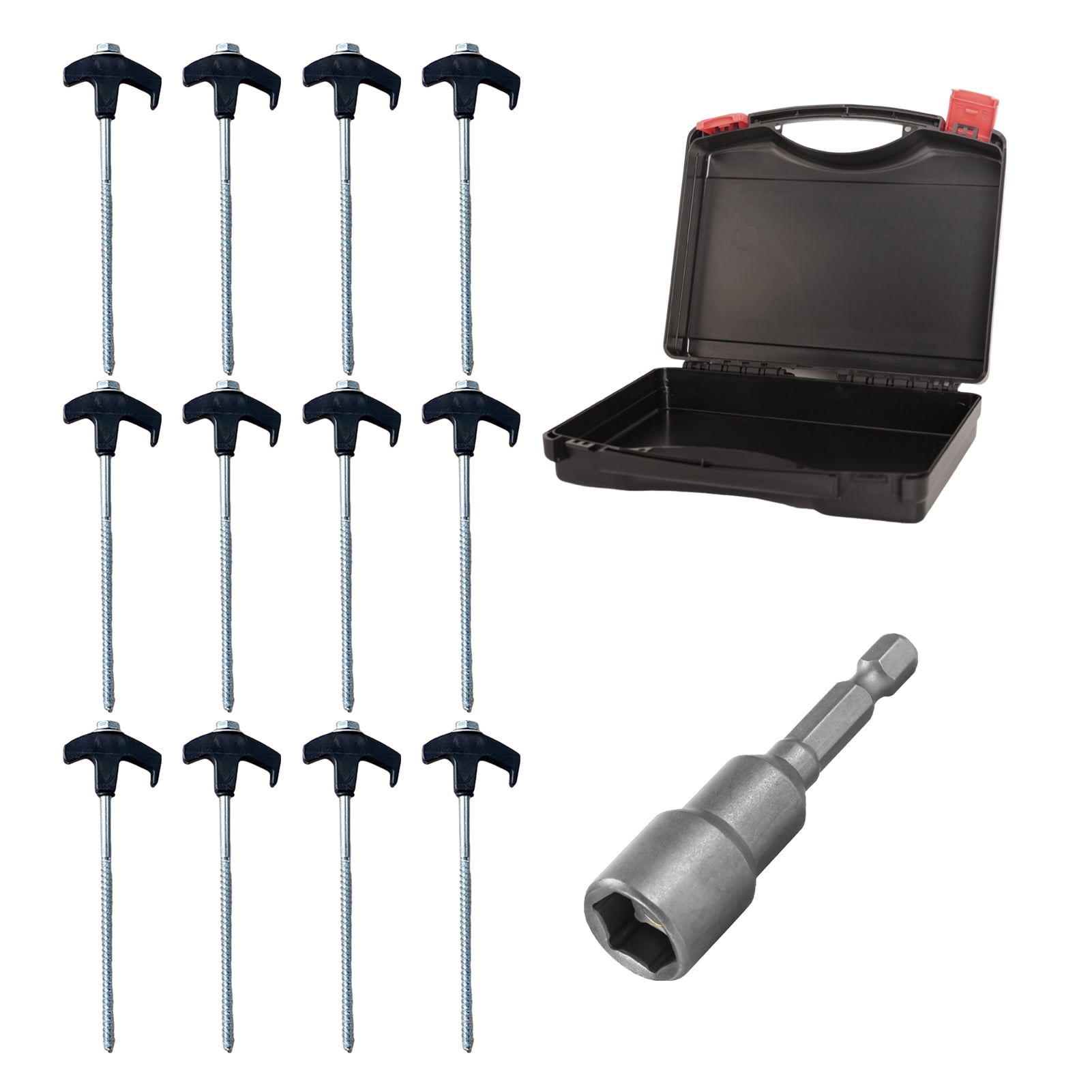 12 Pcs Tent Stakes with Hexagonal Sleeves And Storage Box 8 Inch Heavy Duty Non-Rust Metal Tent Pegs Ground Stakes Tent Spikes for Camping Patio Garden Canopies Grassland Outdoor
