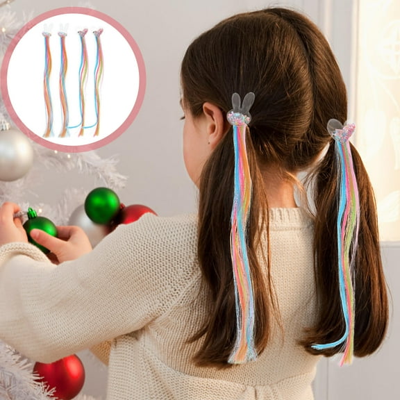 RENACLIPY Durable Multi Colored Hair Braid Extensions for Children Parties 4pcs