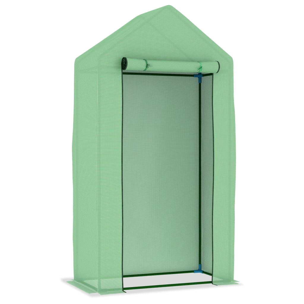 vidaXL Green PE Mesh Fabric Greenhouse Steel Frame 3.3'x1.6'x6.2' 5.4 ft² for Home Garden