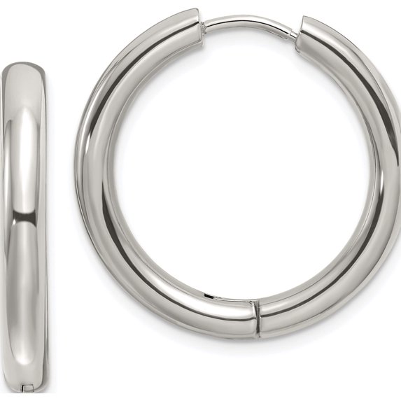 Stainless Steel Polished 3.5mm Hinged Hoop Earrings (26 X 26.5) Made In China sre1487