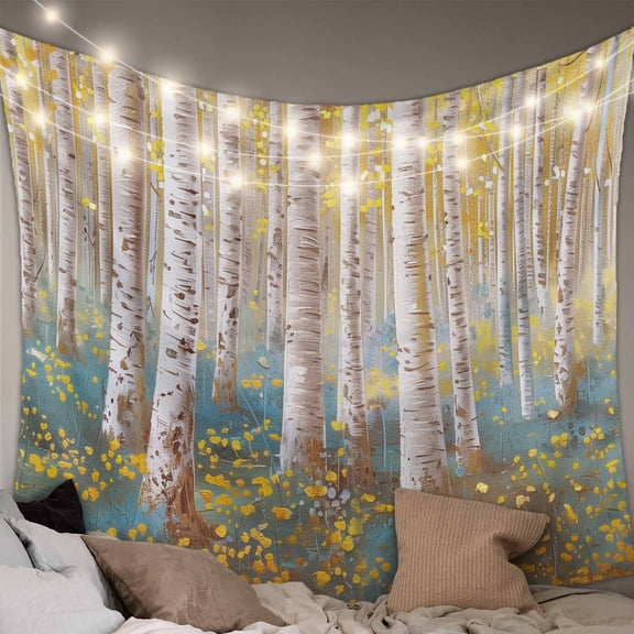 Yellow Blue Oil Painting Large Tapestry for Bedroom Wall Hanging Tapestry, Contemporary Abstract Art Ceiling Backdrop Tapestries Poster Blanket Wall Decor for Teens Room Living Room Dorm 100" x 59"