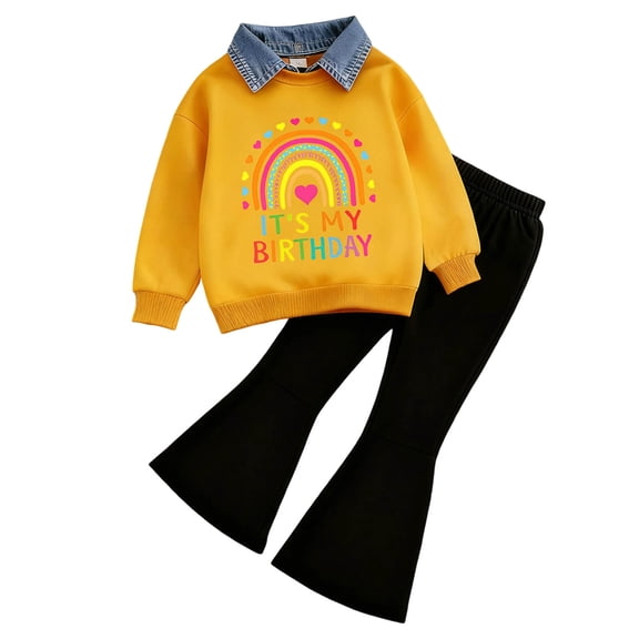 Hessimy Toddler Boys Girls Spring Summer 2Pcs Solid Long Sleeve Pullover Sweatshirt Pants Warm Sweatsuit, Solid Warm Sweat,3M-12Y(Light Yellow,3-4 Years)