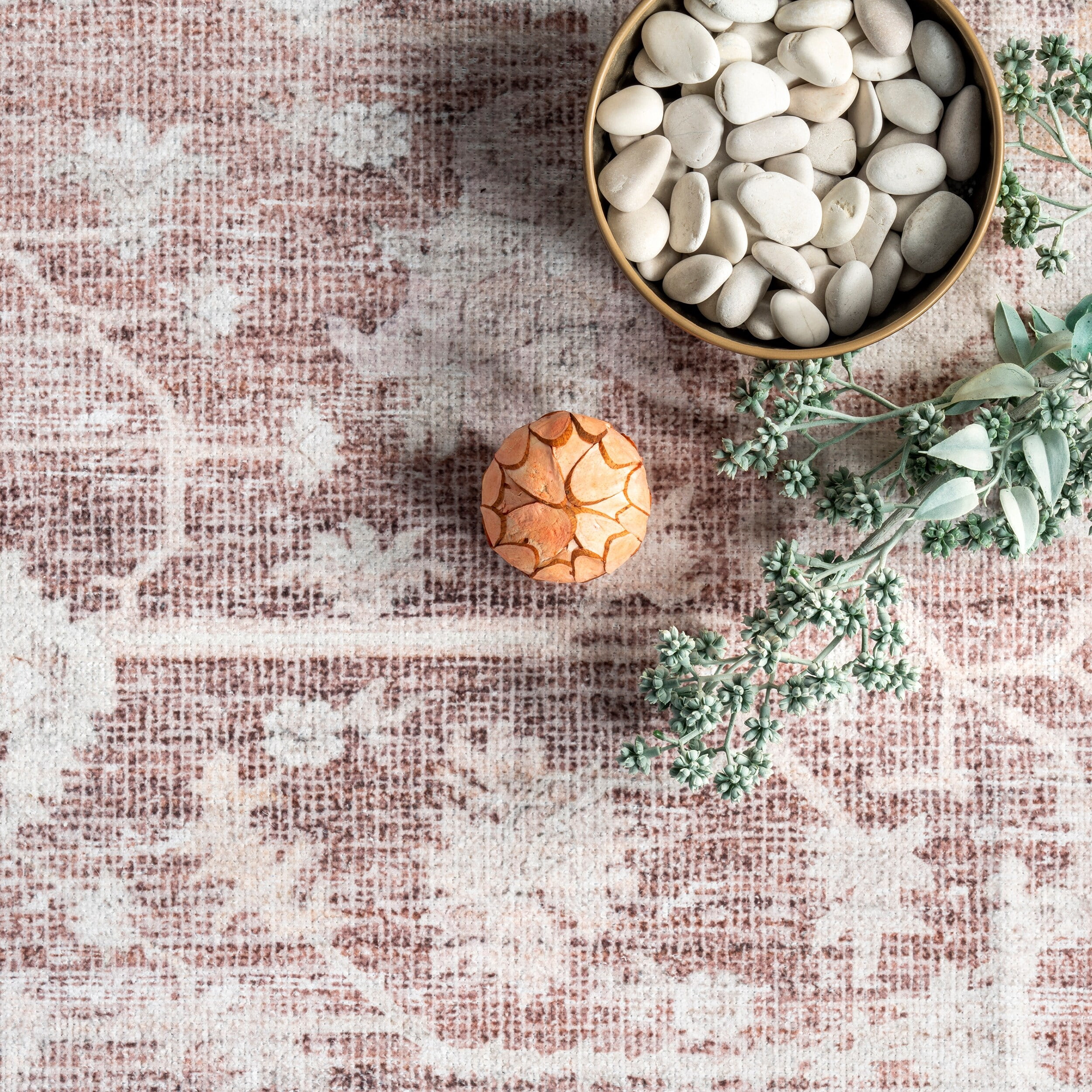 nuLOOM Rosa Machine Washable Distressed Vintage Medallion Area Rug, 8' x 10', Light Pink