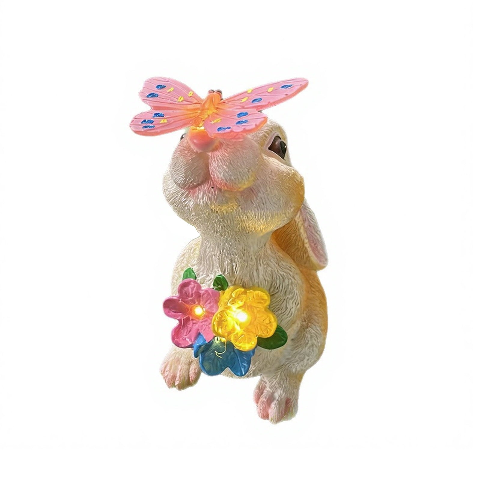 wutoase Bunny Garden Statue, Resin Rabbit Figurine with Butterfly, Waterproof Yard Art for Patio Balcony Lawn House