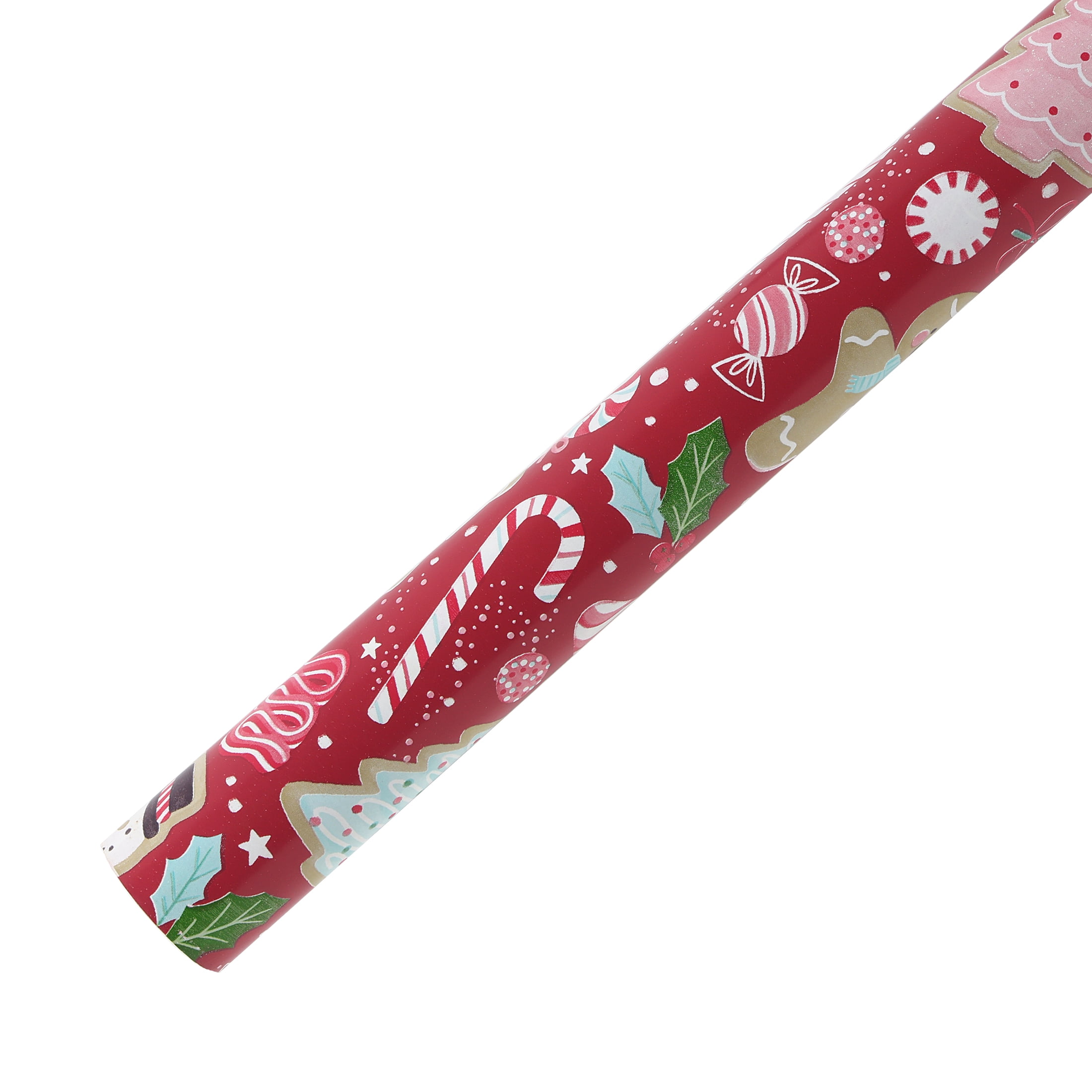Holiday Time Single Roll Gift Wrap, Pink, Red, White, Green Candies
