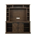 thumbnail image 2 of Benzara BM261950 Entertainment Center with 9 Compartments & Barn Sliding Door, Brown, 2 of 5