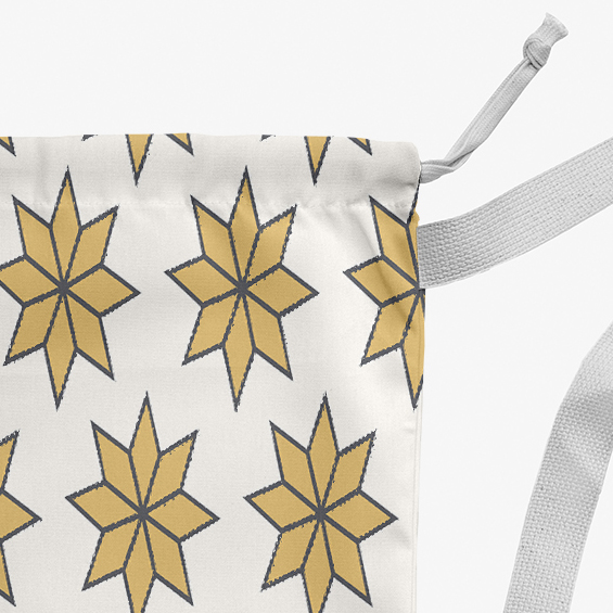 Simply Daisy Canvas Christmas Stars 18 x 29 in Yellow Laundry Bag