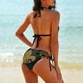 thumbnail image 2 of Black And Gold Fleur De Lis Women's Bikini V Neck Swimsuit Set 2 Piece Over Size Bathing Suit Side Triangle Bathing Suit, 2 of 9
