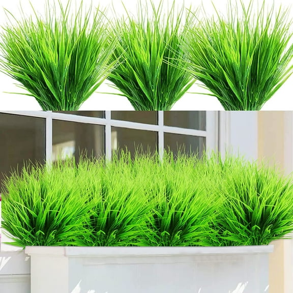 Babibeauty 4 Bundles Artificial Plants UV Resistant Fake Plants Christmas Flowers Decorations No Fade Faux Plants for Indoor Outdoor,Plastic Wheat Grass Garden Porch Window Box Home Farmhouse Décor
