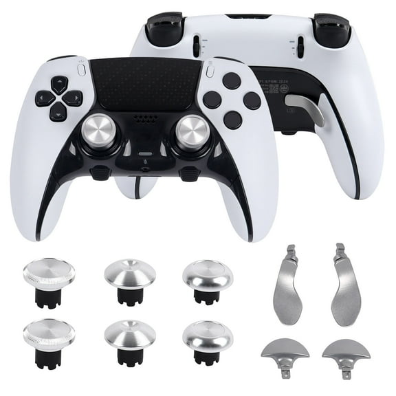 Metal High/Low Thumbstick Caps Compatible with PlayStation 5 Edge Controller, Paddles & Back Buttons Kit for PS5 Gamepad-Silver