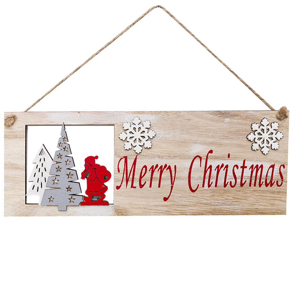 Christmas Elk Wood Plate Hollow Door Hanging Wooden Pendant Xmas Ornaments Decor
