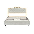 thumbnail image 6 of Royard Oaktree Metal Full-size Bed with Classic Button Tufted Upholstered Headboard and Footboard Modern Platform Beds Frame with Four Storage Drawers and Solid Wood Slats, Light Gray, 6 of 6