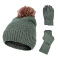 thumbnail image 1 of GDREDA Wool Knitted Three Piece Set Gloves Hat Scarf Warm Accessory Green,One Size, 1 of 2